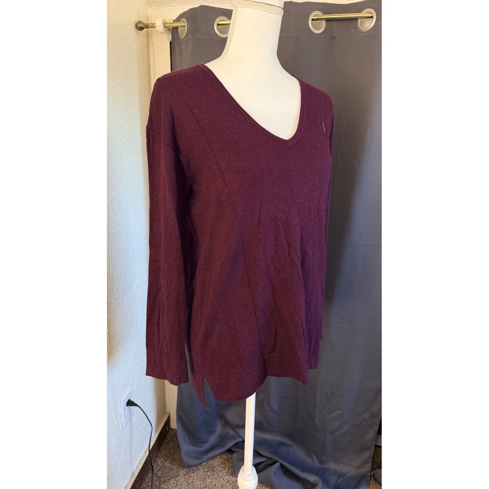 Polo Ralph Lauren Womens Burgundy V-Neck Long Sleeve Sweater Size Medium L38